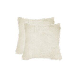 Natural Home Decor New Zealand Sheepskin Pillow | 2-Piece | Natural | 18"x18"